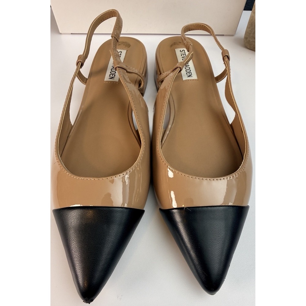 Steve Madden Allure Slingback Tan/Black Pointed Toe, Size 9.5